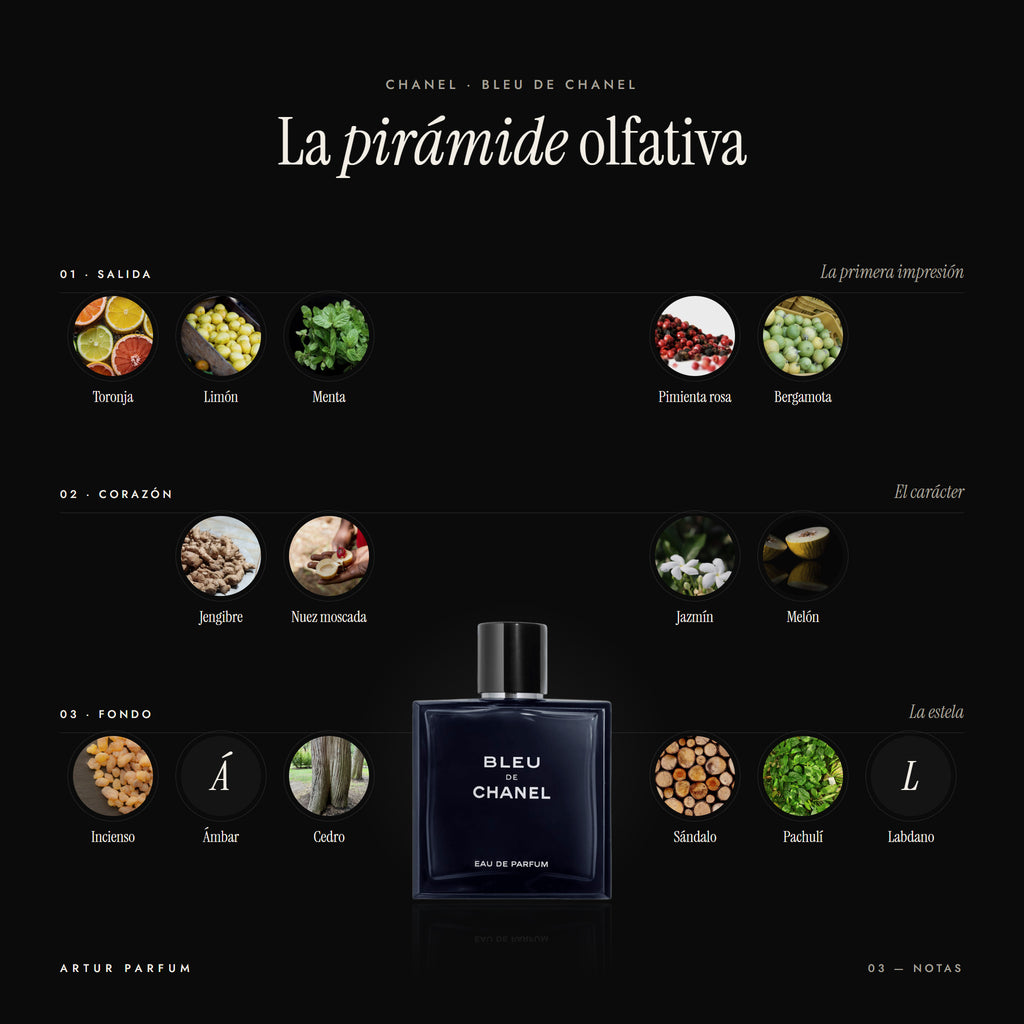 Bleu de Chanel — notas de salida, corazón y fondo