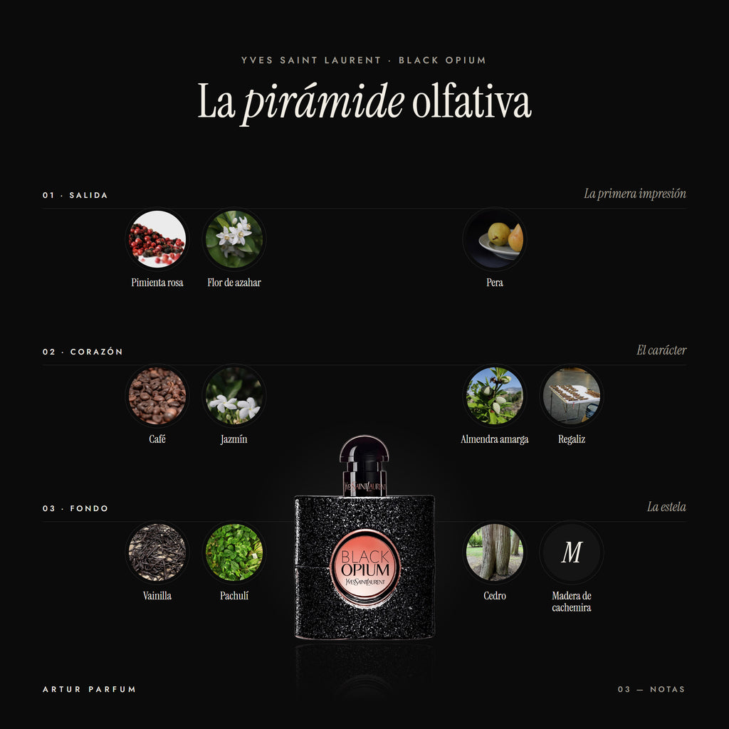 Black Opium — notas de salida, corazón y fondo